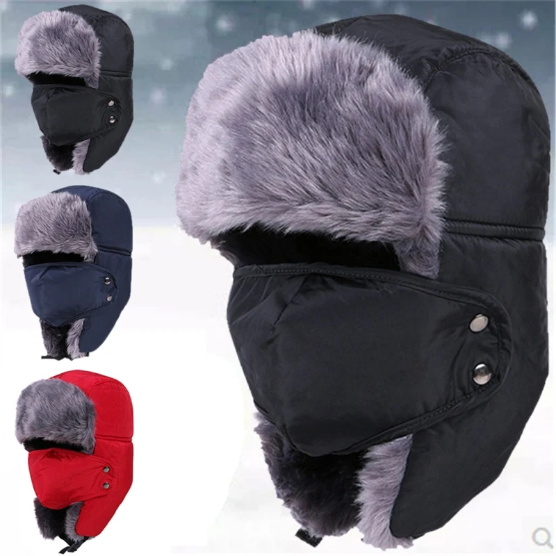 Mountain climbing Winter fur hats Windproof Thick warm winter snow