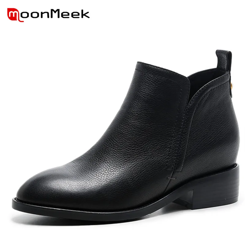 

MoonMeek 2020 hot sale women med heel WOMEN boots new arrive autumn winter ladies boots popular round toe ankle boots
