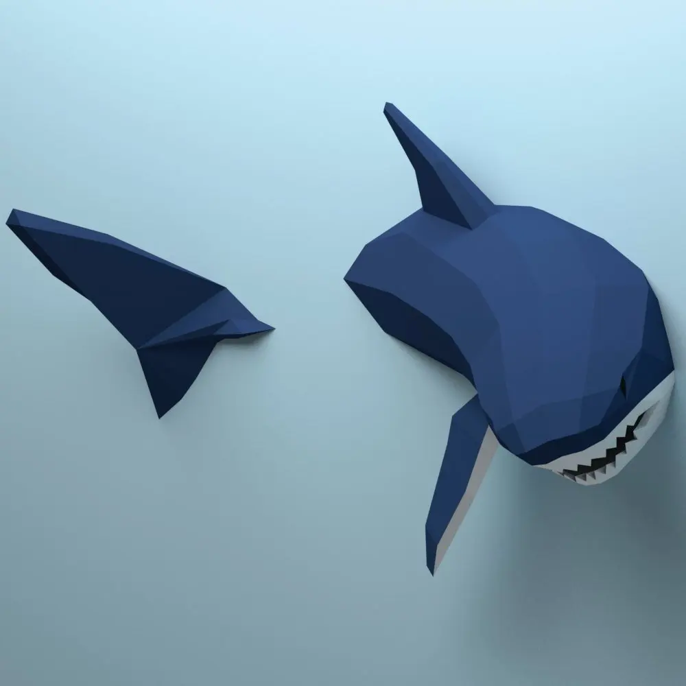 

Paper Craft Shark Whale DIY 3D Paper Mold Wall Ornament Fish Building Block