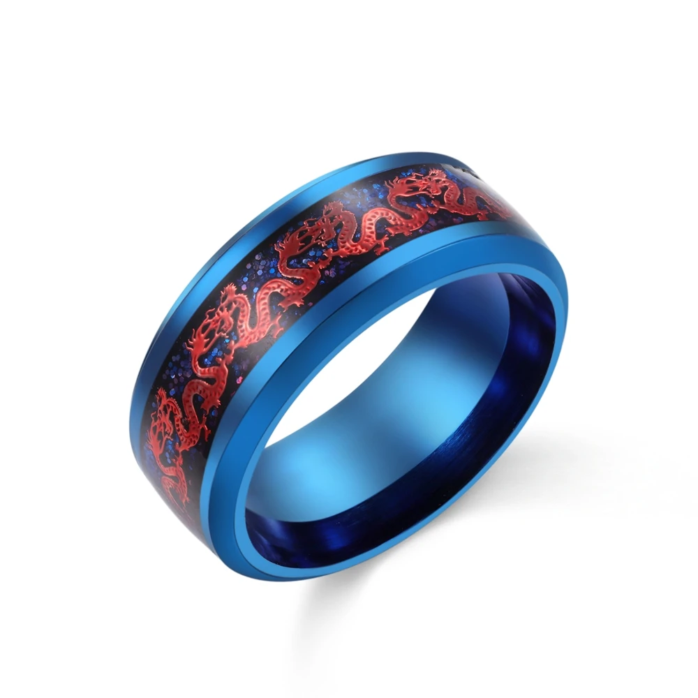 Мужское кольцо из нержавеющей стали с изображением красного дракона|jewelry for men|men
