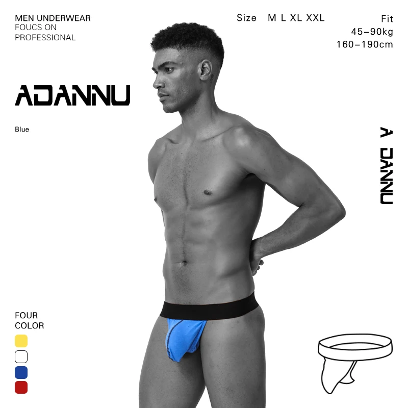 ADANNU 4 шт./лот мужские трусы "Тонг" и g-стринги дышащие мужские трусы jockstrap Гей Трусы-танга дышащий сексуальный хлопок