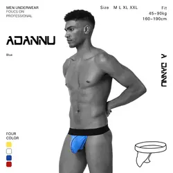 ADANNU 4 шт./лот мужские трусы "Тонг" и g-стринги дышащие мужские трусы jockstrap Гей Трусы-танга дышащий сексуальный хлопок