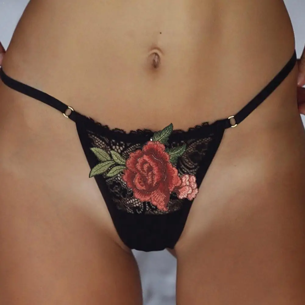 

1 PCS Female Sexy Flower Embroidery Lace Underwear Panties T-back Women Sexy G-string Extra Slim Lady Sexy Thongs String Tangas