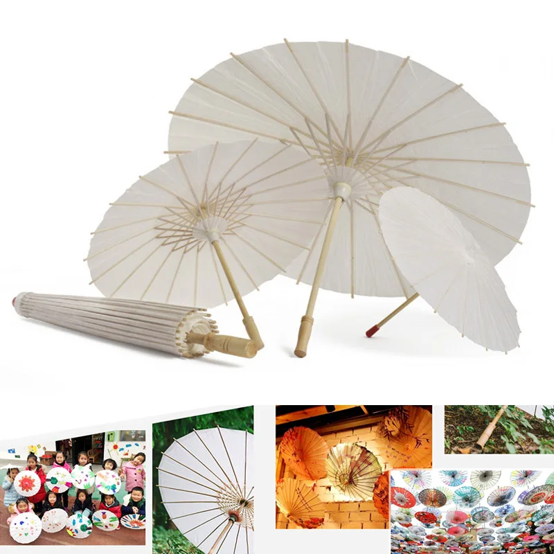 

Oil-paper White Umbrella China Traditional Dance Props Parasols Hand Made Decorations UD88
