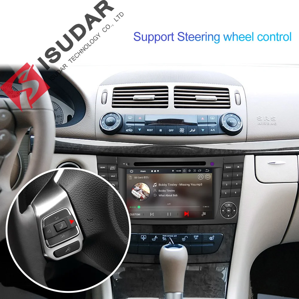 Perfect Isudar Auto Multimedia Player 2 Din Android 9 For Mercedes/Benz/E-Class/W211/CL 8 Core 4GB RAM Car GPS DVD Radio USB DVR FM DSP 4