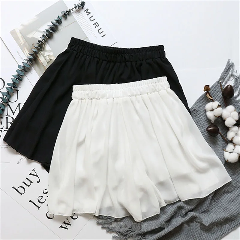 Women Skirts Summer Beach High Waist Loose Printed Chiffon Floral Short Skirt Mini Skirt Female Girls Casual Skirts Bottoms