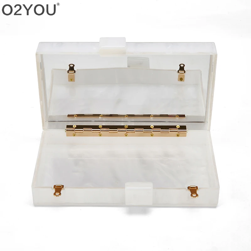 Fashion Acrylic Box Clutches Lady Beach Party Handbag Pearl White With Silver Glitter Or Gold Glitter Name Mrs Letter
