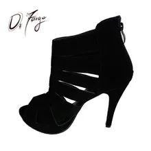 DRFARGO sale Women Shoes 12cm Thin High Heels Party Red Black Woman Sandal Gladiator Black Platform