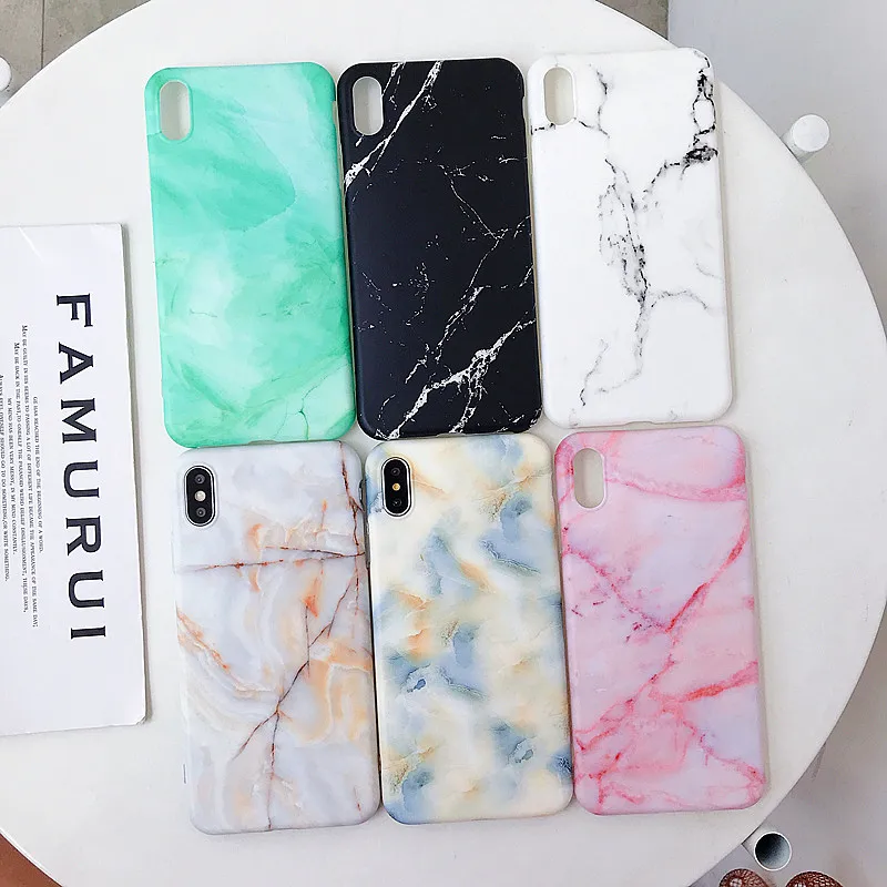 Мраморные чехлы для телефонов iPhone X XS XR Max мягкий силиконовый глянцевый чехол из