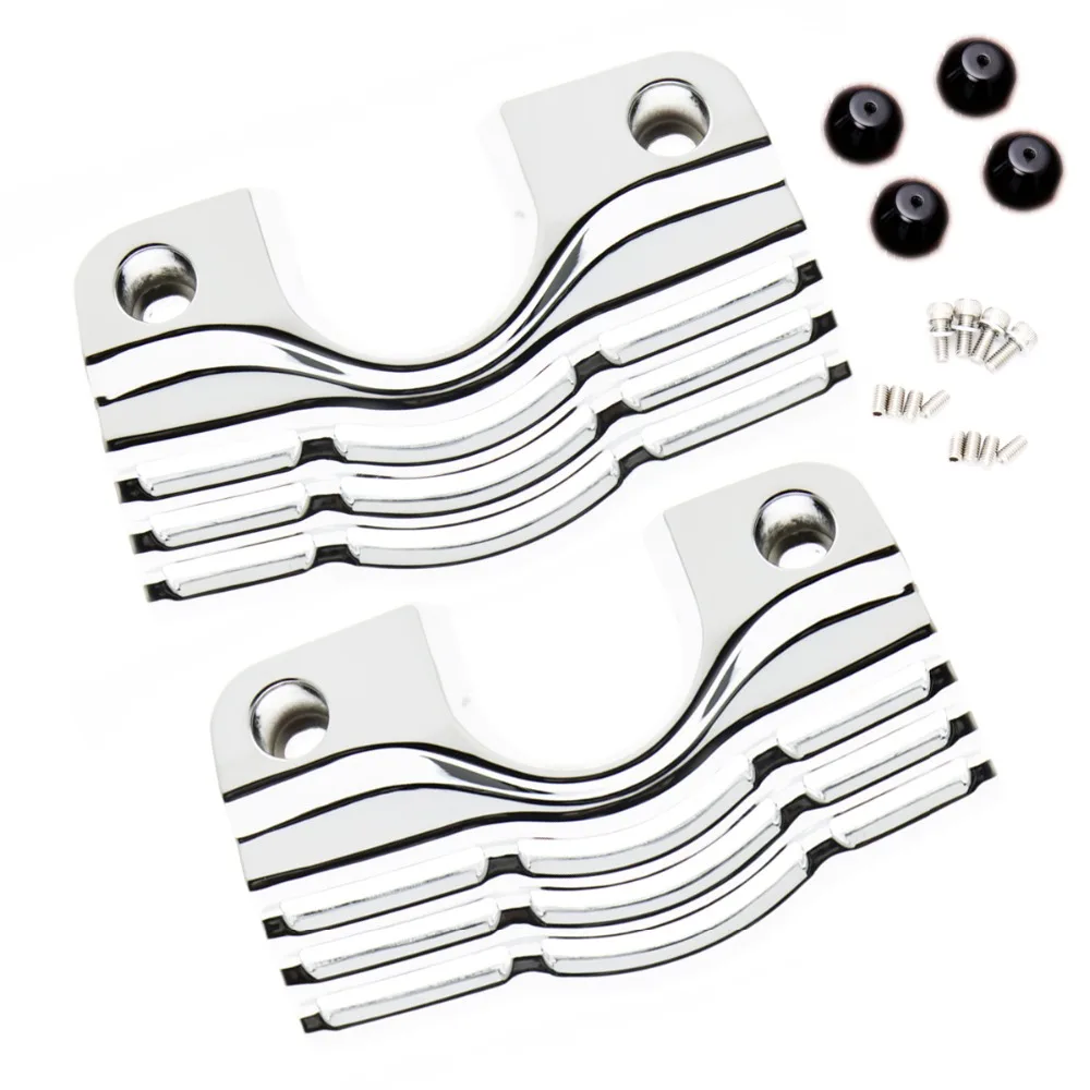

CHROME FINNED SLOTTED HEAD BOLT SPARK PLUG COVERS For HARLEY TOURING