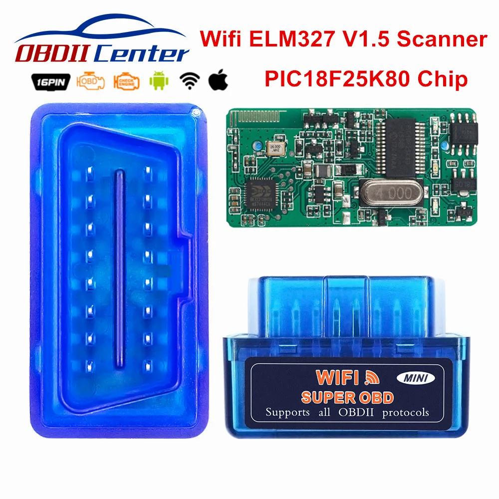 

Mini ELM327 WI-FI 1.5 PIC18F25K80 ELM 327 Wifi IOS Android OBD2 Code Reader V1.5 OBDII OBD 2 Auto Diagnostic Scanner WI FI 25K80