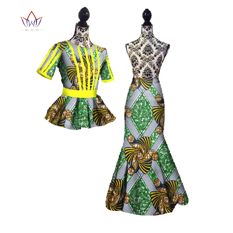 Новинка, африканские костюмы с юбкой, укороченный топ и юбка русалки, Женская традиционная африканская одежда, Дашики, комплекты с африканскими принтами, WY440 - Цвет: 18