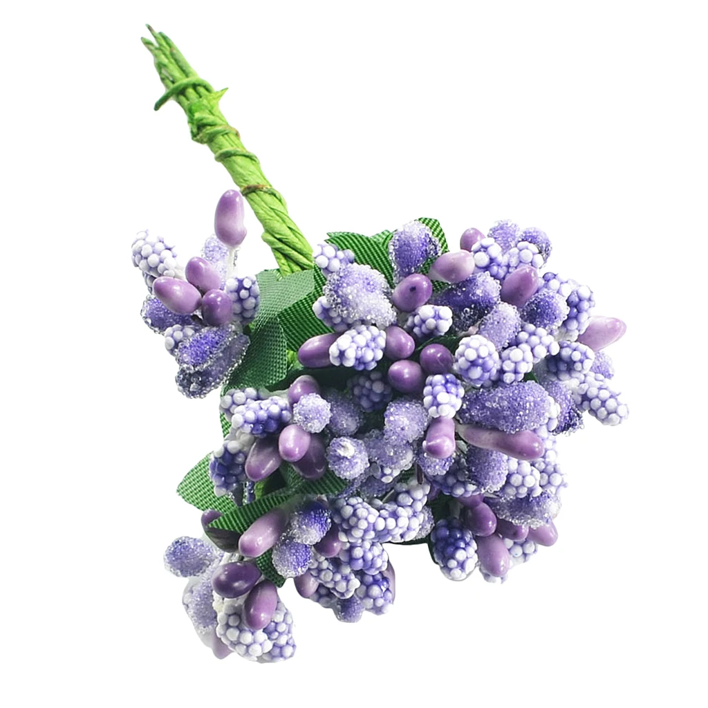 Purple 12 штук искусственных тычинки для цветов pittil для свадебного украшения - Цвет: Purple