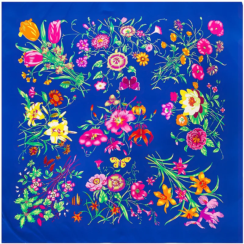 

Twill Silk Women Scarf 130*130 cm Euro Style Colors Flower Print Square Scarves High Quality Gift Fashion Large Shawls