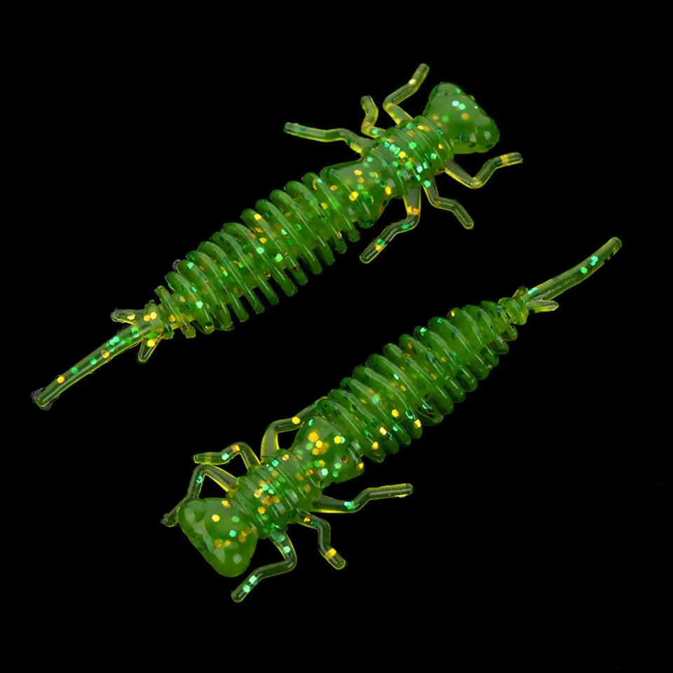 

WALK FISH 10PCS Larva Fishing Lures 50mm Soft Plastic Lures Larva Freshwater Swimbaits Silicone Soft Bait Worm For Fishing