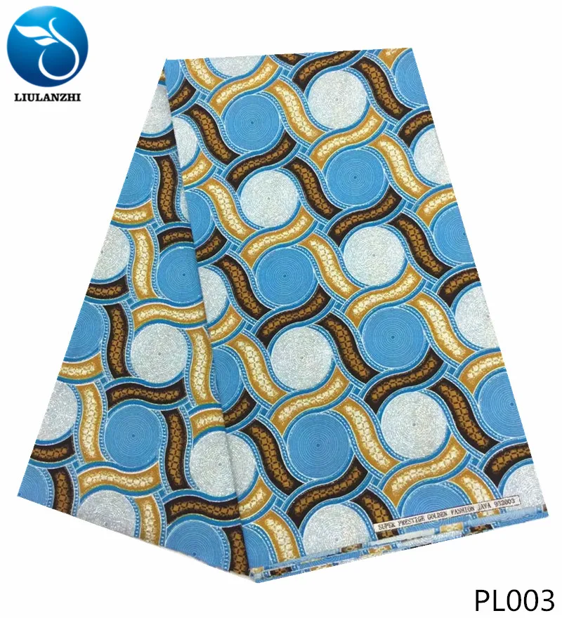 

LIULANZHI 2019 bronzing wax fabric ankara polyester fabric for dresses african Woven Batik wax lace fabrics 6yards PL001-1020