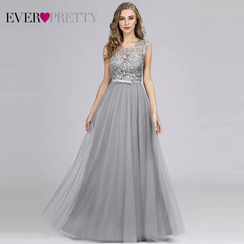 Robe De Soiree Ever Pretty открытые кружевные Длинные вечерние платья EZ07609 Тюль o-образным вырезом платье для банкета, вечеринки Abendkleider