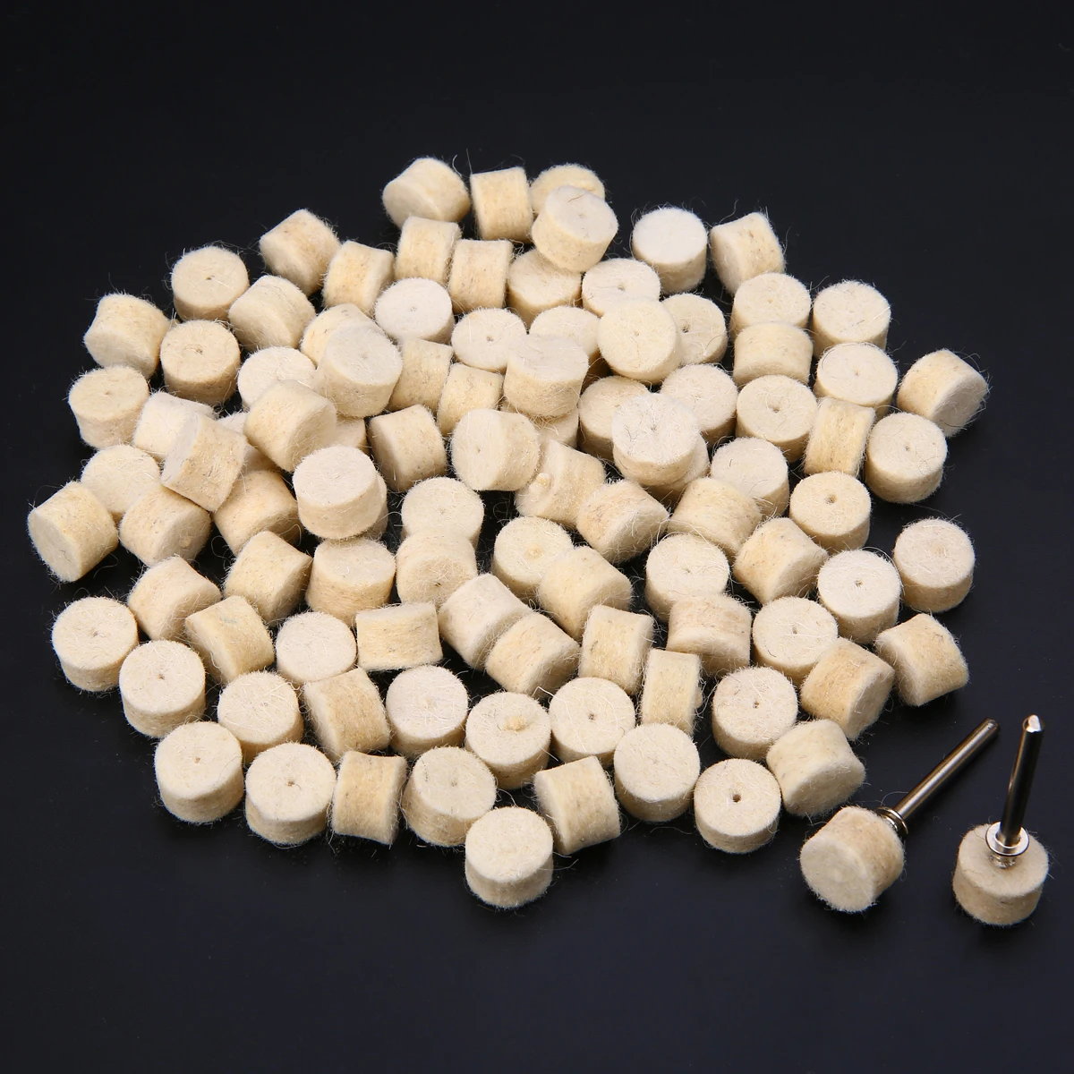 100pcs 13mm Wool Felt Polishing Buffing Wheel Grinding Wheels Polishing Buffing Pad with 2 Shanks for Abrasive Tools