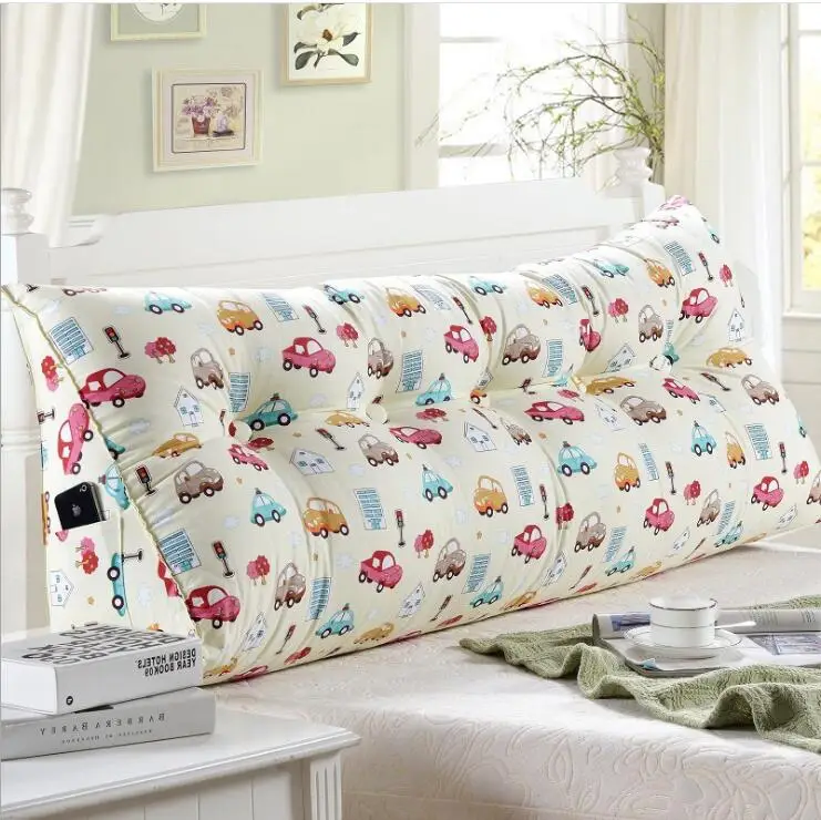 New 50x150cm Printed Cotton Wedge Pillow for Bed Backrest Cushion Washable large Waist Support Cushion Home Decor Bedside Pillow - Цвет: color22