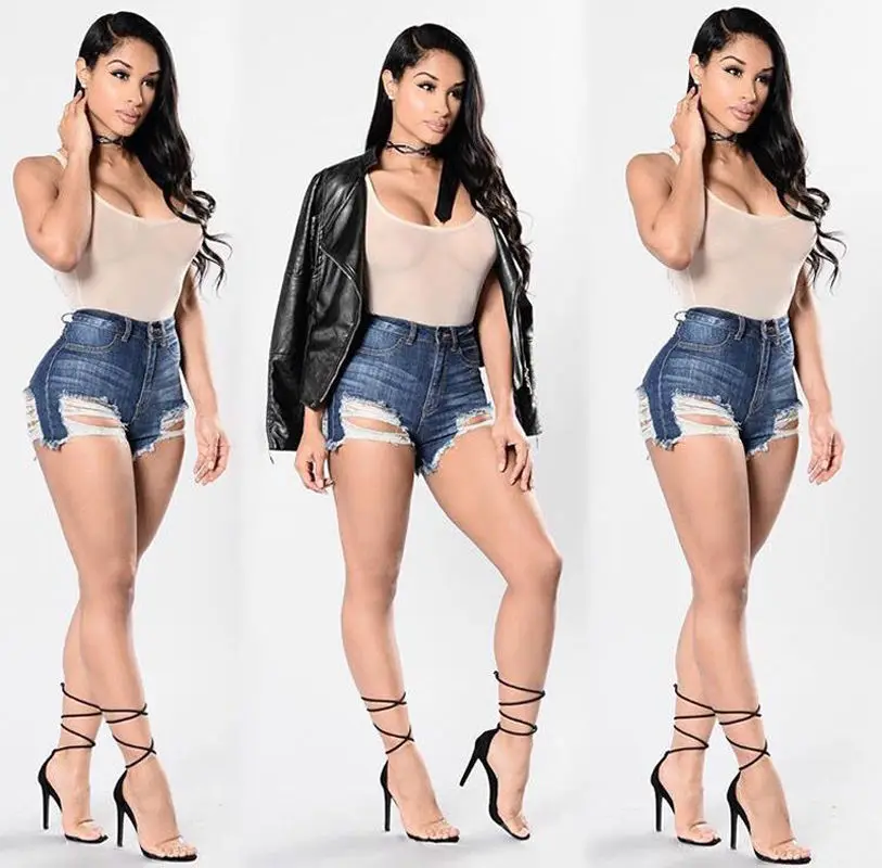 Fashion Women Summer High Waist Denim 