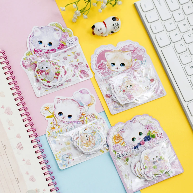 

1pack/lot Kawaii Cute Cartoon Cats Style Stickers DIY Notes Tools For Album Or Diary Decoration Sticker For Students Kids Gift
