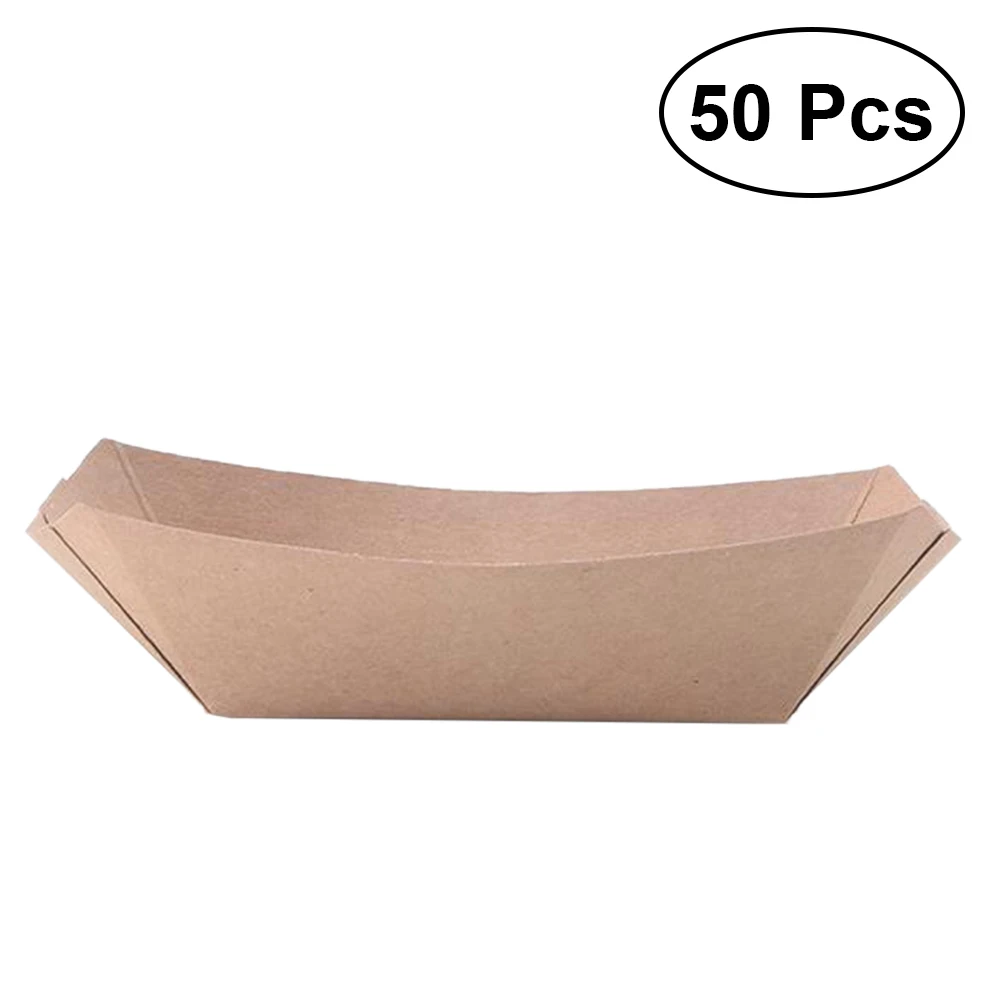 

Salad Easy Fold Take Out Kraft Paper Ship Shape Containers Box Carton for Snacks Party Salad Carton Kraft Paper Containers