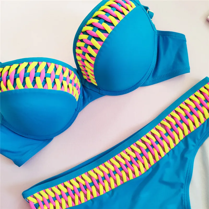 Bikinis Female 2019 High Quality Bikini Knit Push-Up Padded Bra Bikini Set Swimwear Woman Biquini Swimsuit Girls Beachwear (9)