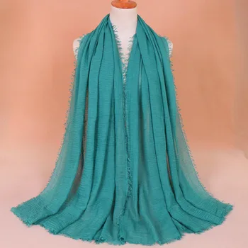 

2018 New Folds Monochrome National Wind Headband Women Scarf Wholesale Pure Color Cotton Hijab Foulard Lady Scarves