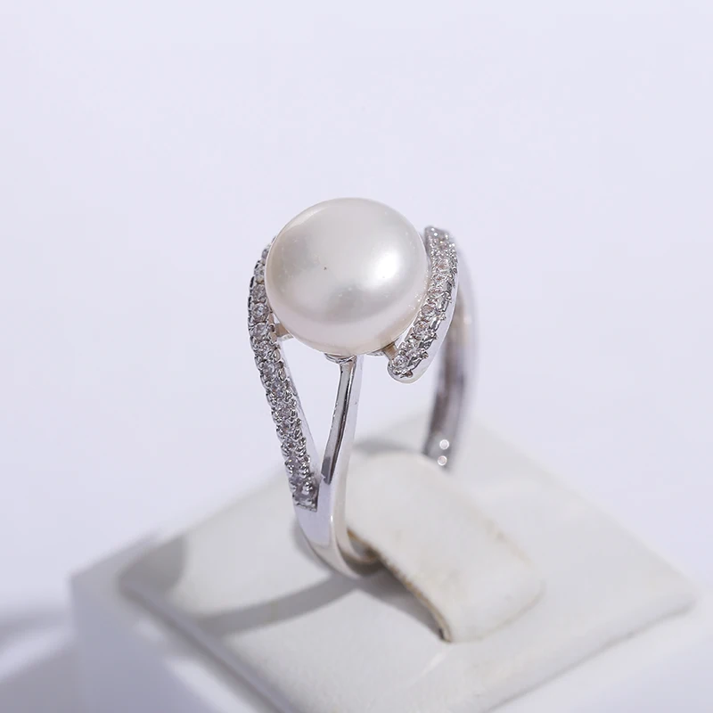 Распродажа Брендовое дизайнерское серебряное кольцо из натуральной 925 пробы ювелирное жемчужное кольцо 9-10 мм кольцо из пресноводного жемчуга