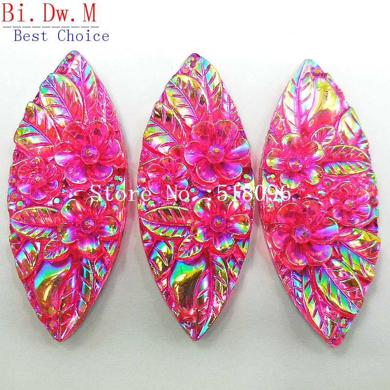 

NICE Resin Rhinestones,Rose Red AB,19x48mm Navette Marquise Stones and Crystals Strass Crystal For Sewing Party Wedding Dresses