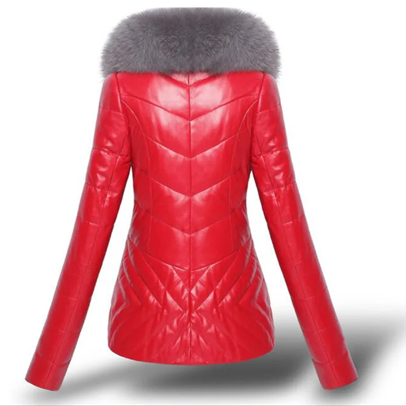 Черная Женская зимняя куртка из искусственного лисьего меха, искусственная кожа, теплый толстый пуховик, хлопковая верхняя одежда, большие размеры, женские короткие пальто из искусственной кожи, 3XL