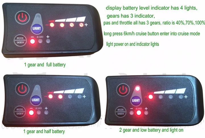 Cheap 24v36v48v250w350w controller&led display control panel with 6KM/H cruise &light control switch button electric bike scooter part 8