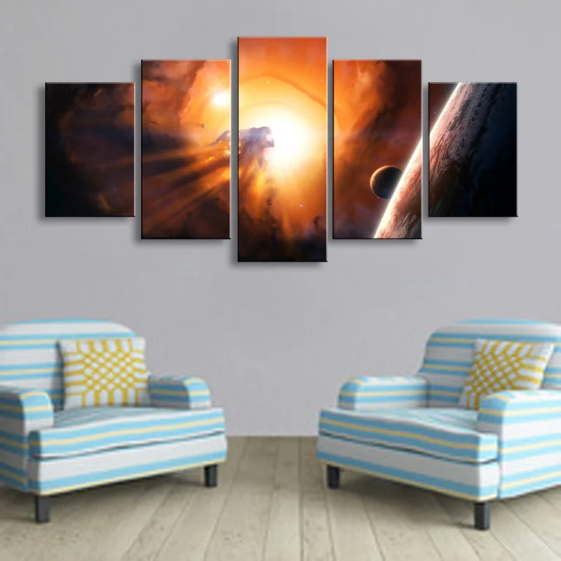 5 pieces high-definition no frame print  Nebula canvas oil painting poster and wall art living room picture XY-018 (5)