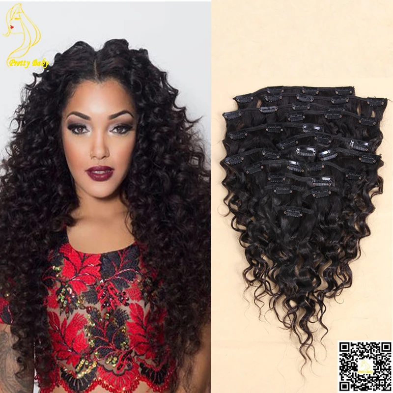 Deep Wave Clip In Human Hair Extensions Malaysian Virgin Remy Hair