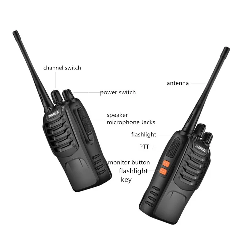 4 шт. BAOFENG BF 888S рация UHF Ham радио приемопередатчик коммуникатор портативный CB BF888S