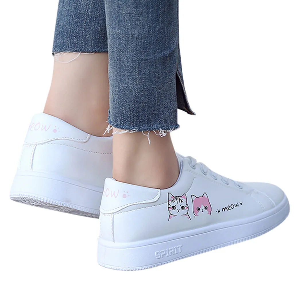 Женские кроссовки; коллекция года; дышащая Вулканизированная обувь из искусственной кожи; повседневная обувь на платформе со шнуровкой; Цвет белый; tenis feminino Zapatos De Mujer;# N3
