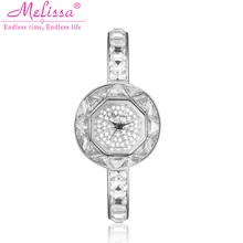Top Luxury Melissa Lady Women’s Watch Elegant Rhinestone CZ Fashion Hours Dress Bangle Bracelet Crystal Clock Girl Birthday Gift