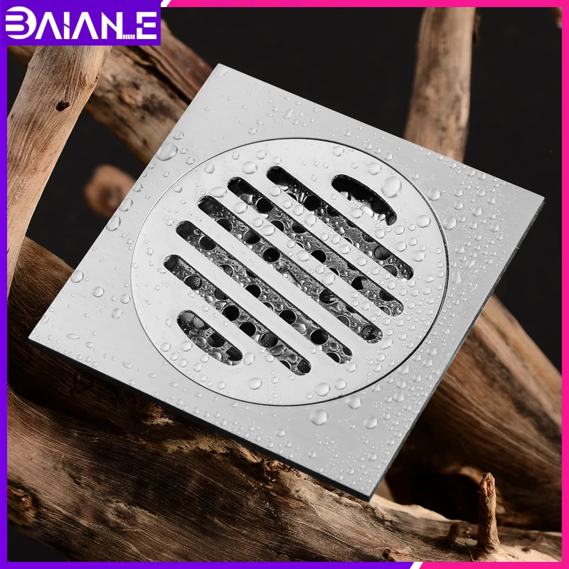 Floor Drain Filter Gold Cover Square Balcony Bathroom Shower Drainer Strainer Anti-odor Brass Tile Insert Floor Waste Grates