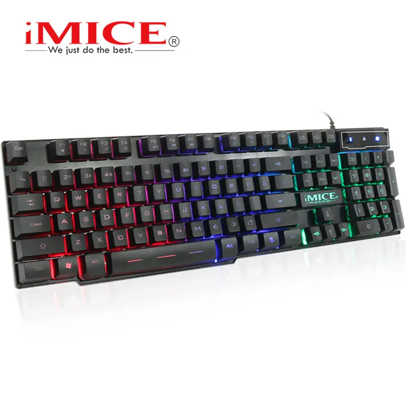 Проводная игровая клавиатура iMice механическая на ощупь + русская наклейка
