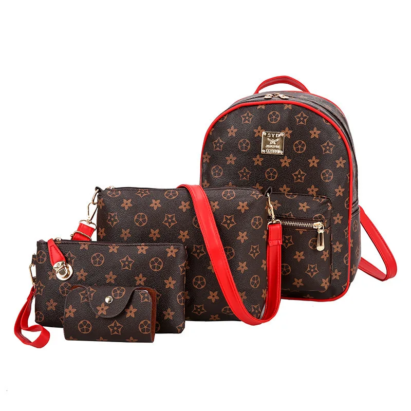 

2018 Casual 4-piece Women Backpacks Old Flower New Backpack Travel Bag School Bags For Teenage Girls