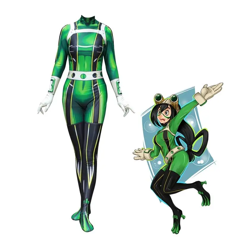 

Free Shipping My Hero Academia Asui Tsuyu Cosplay Costume Jumpsuits Zentai Combat Suit Spandex Lycra Halloween Costume