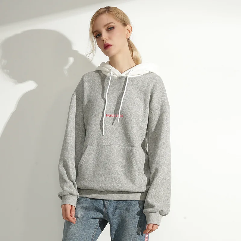 2018 new high end women's fashion letters printing ms hooded fleece