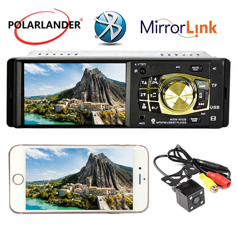 

Bluetooth TF/USB Car MP5 Player Audio Video Remote Control Multilanguage Car Radio 1 Din Mirror Link For Android Phone 4.1 Inch