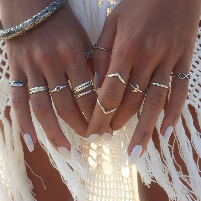 

New Ring Fashion Popular Personality Bohemian National Style Women's Ring Combination Set Wild Best Selling Jewelry Wholesale