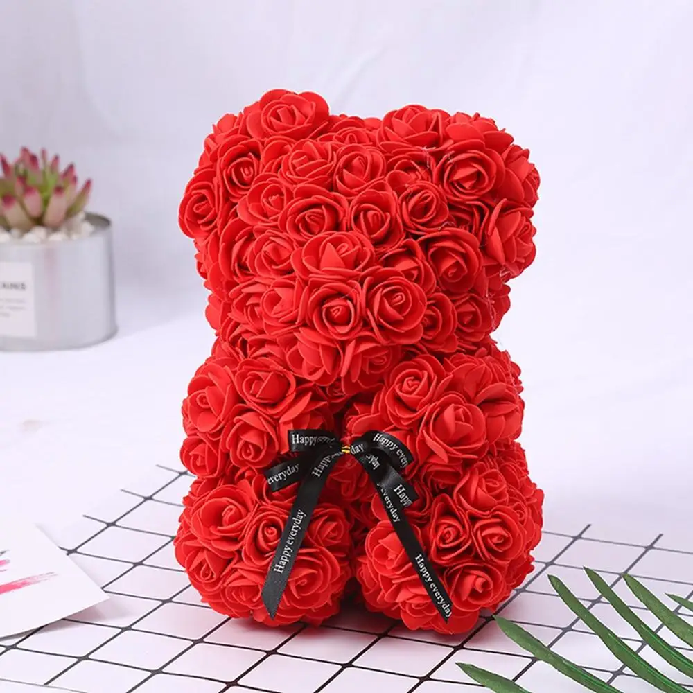 

Red Pink Foam BearOf Roses Bear Rose Flower Fake Artificial Flowers for Home Decoration For Women Valentines Gift