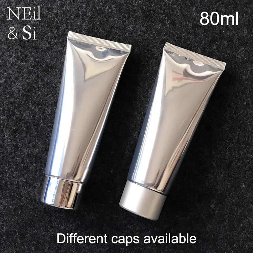 

80ml Silver Aluminum Plastic Cosmetic Bottle 80g Hand Cream Squeeze Tube Shampoo Lotion packing Bottles Free Shipping