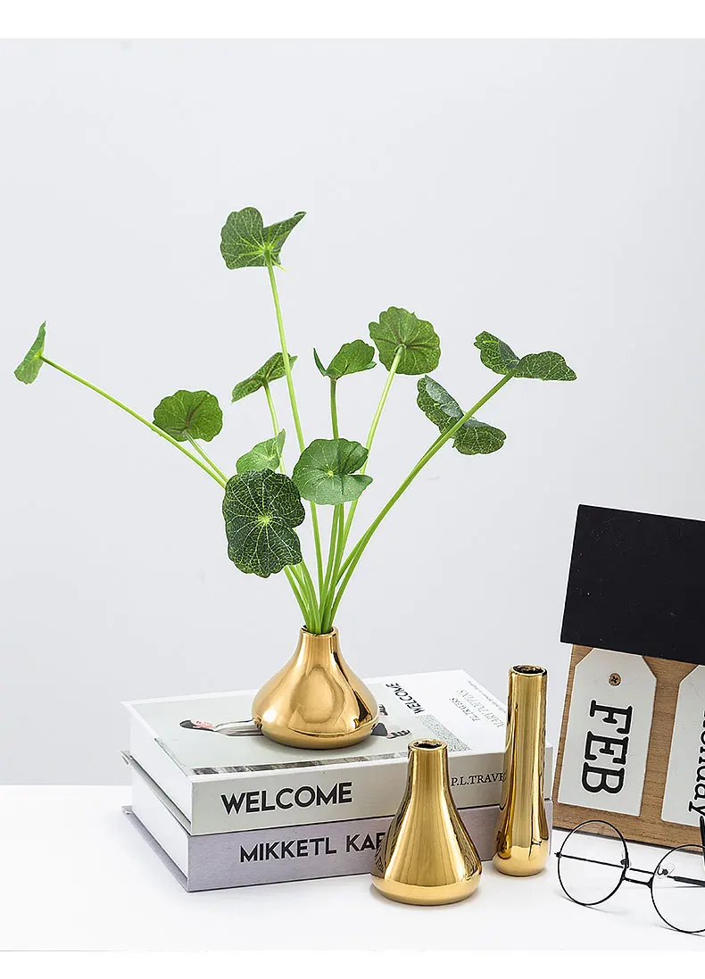Gold Small Flower Vase For Decoration Home Creative Ceramic Vases Filler For Office Desktop Restaurant Hotel Vanity Housewarming Vases Aliexpress