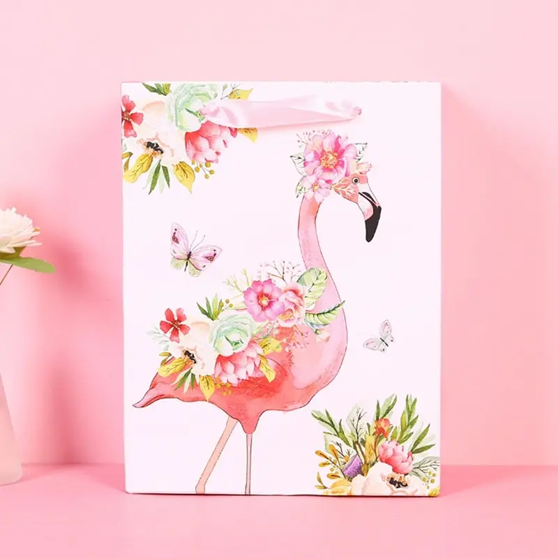 

Cartoon Unicorn Flamingo Gift Bags Unicorn Glitter Paper Popcorn Box Cookies Bags Kids Baby Shower Brithday Party Decor Supplies