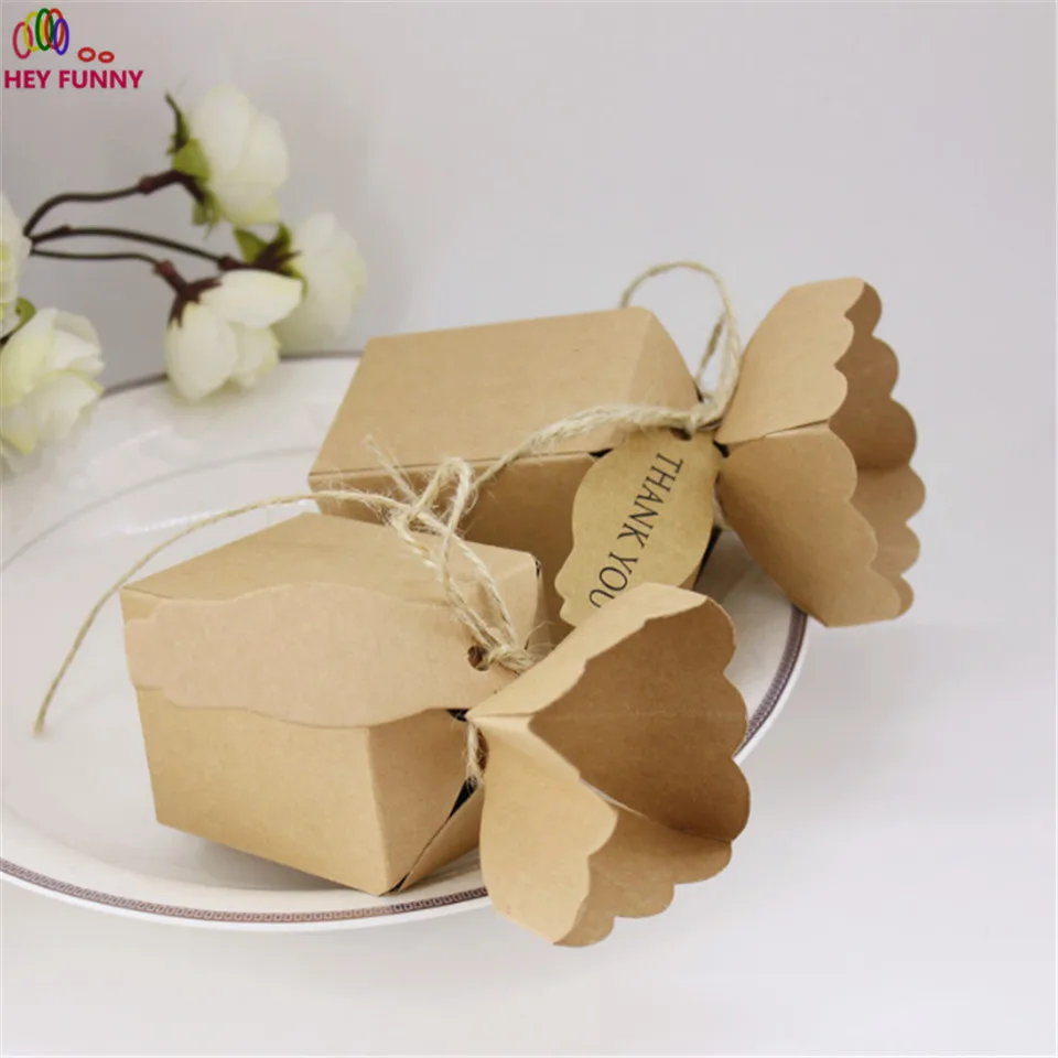10pcs Kraft Paper Vase Flower Candy Chocolate Box With Thank You Tag Boxes For Wedding Party Birthday Baby Shower Favors Gifts | Дом и сад