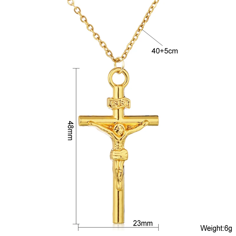 Золотой крест кулон ожерелье для женщин счастливый христианский ожерелье для девочек классический Иисус Христос Ожерелье Подвеска-крестик подарки